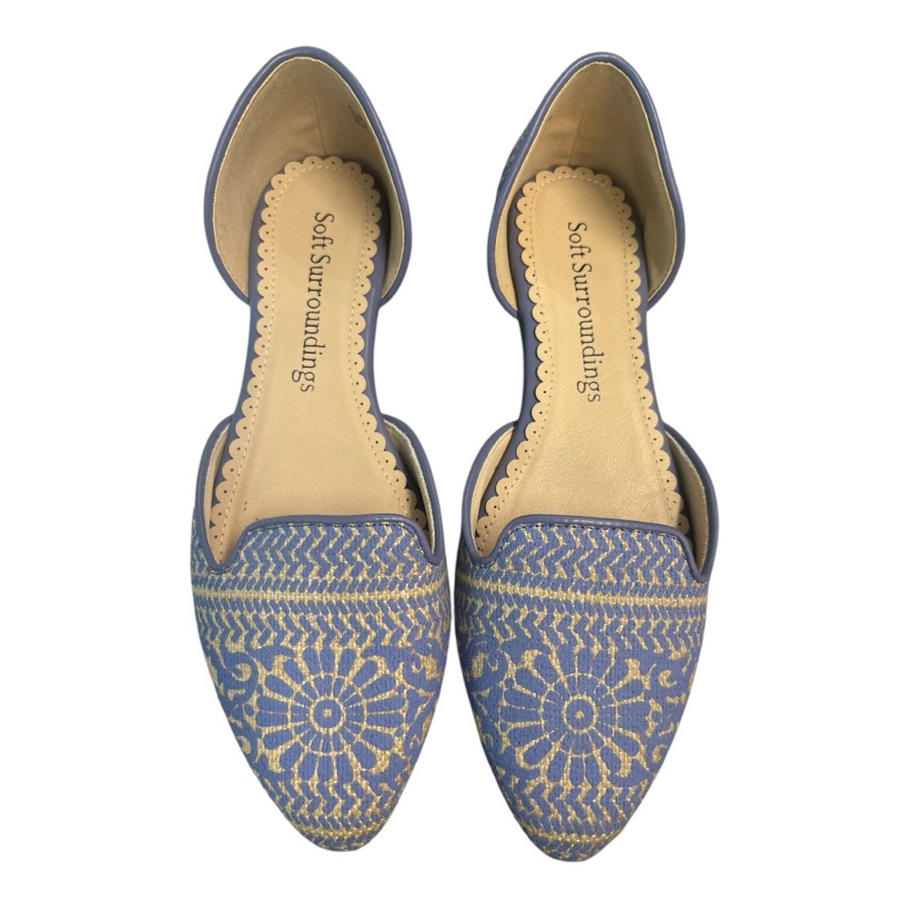 Soft Surroundings Amelia D’Orsay Blue  textured flats.  Size 8